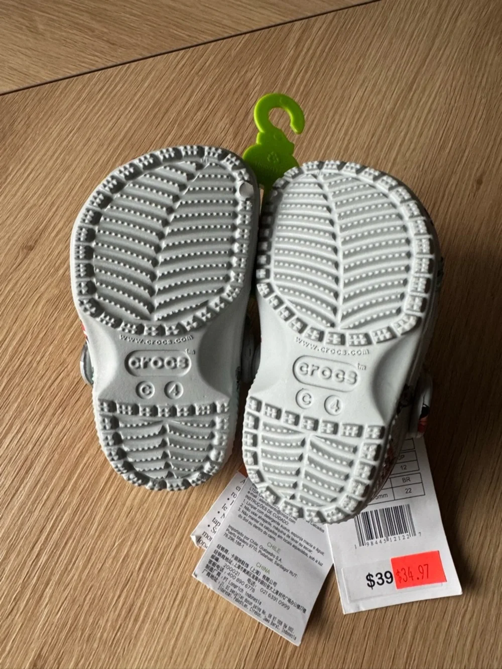 CROCS Kids Gray Car Print Clogs - Size 4
